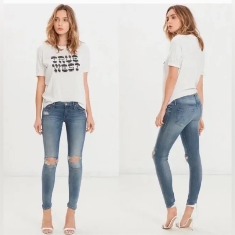MOTHER THE LOOKER Blue Ankle & Cropped Jeans